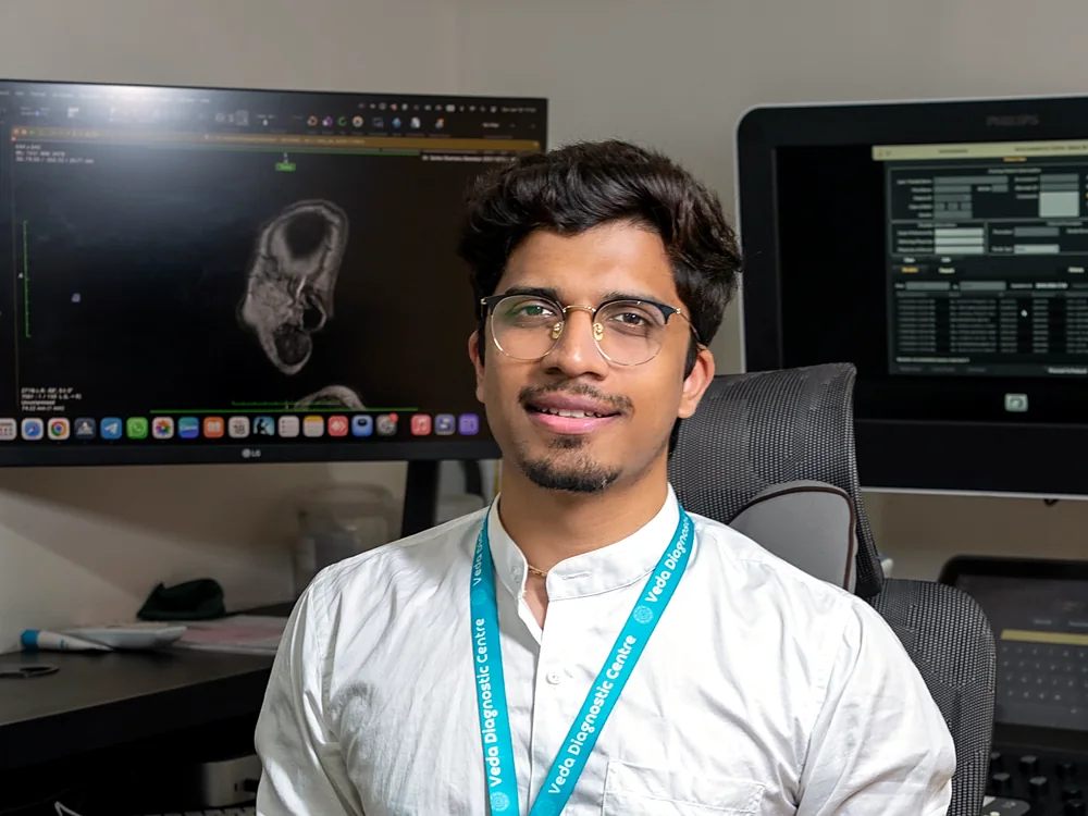Dr. Shriram Mate, MD Radiology, at the reporting station